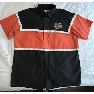 WearGuard Harley-Davidson Dealer Shirt Mens Large Black Short Sleeve Button Up
